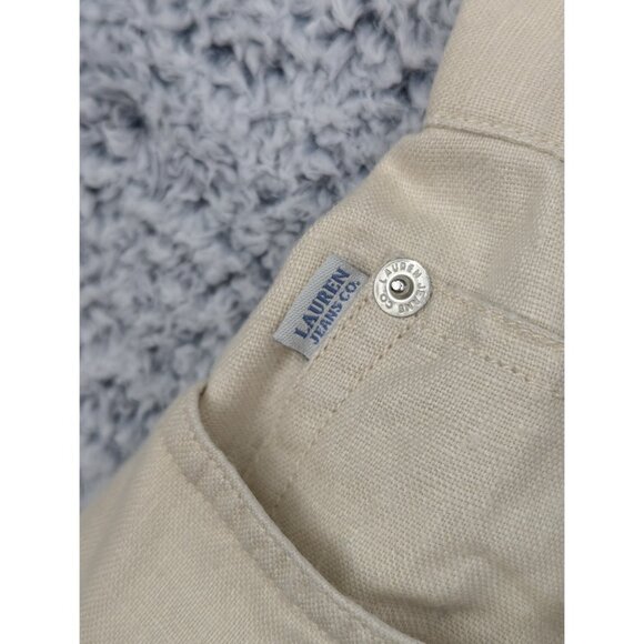 Lauren Ralph Lauren 100% Linen Wide Leg Capris Size 10 Boho Beach Travel Beige - Picture 4 of 16